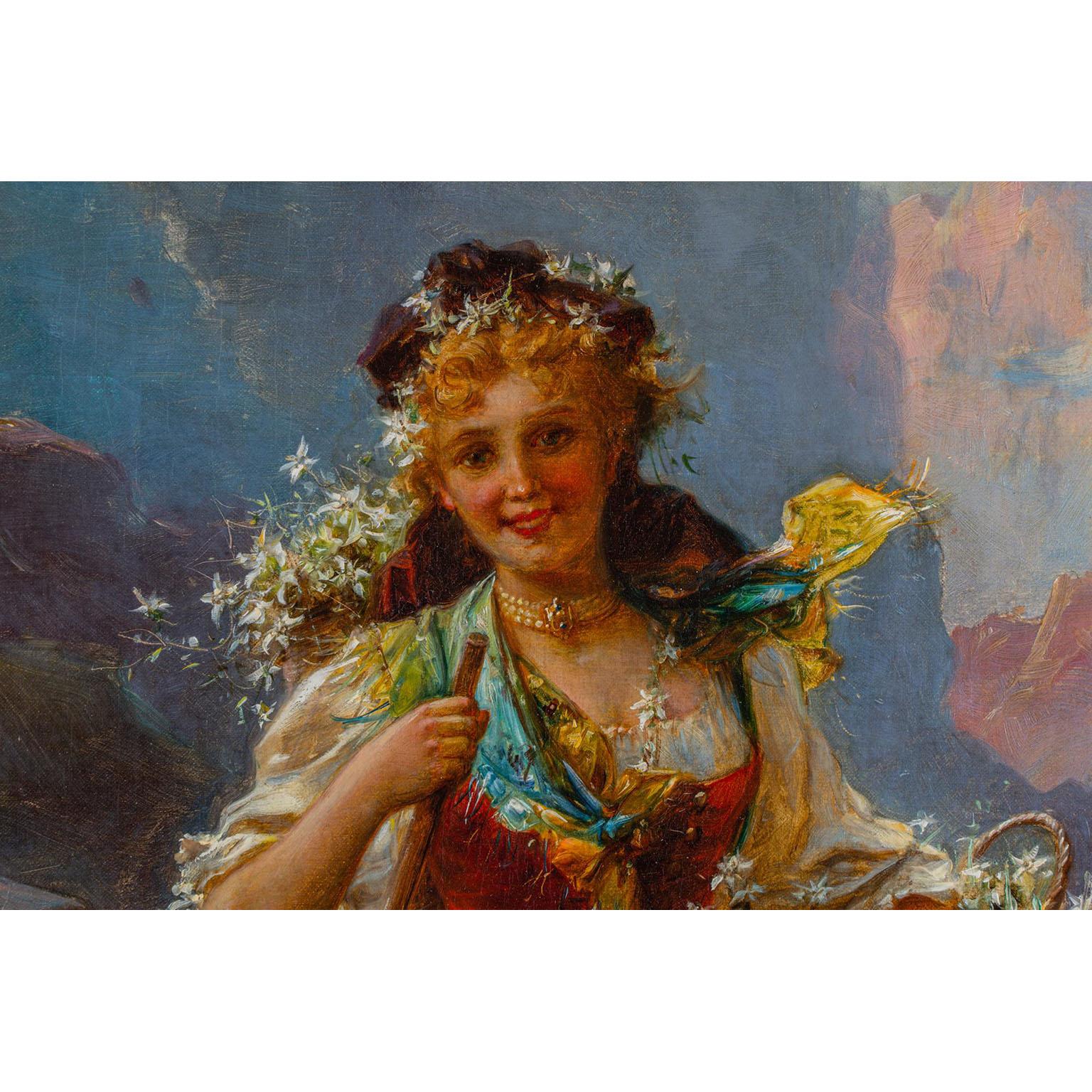 Hans Zatzka (Autrichien, 1859-1945) une superbe huile sur toile intitulée 