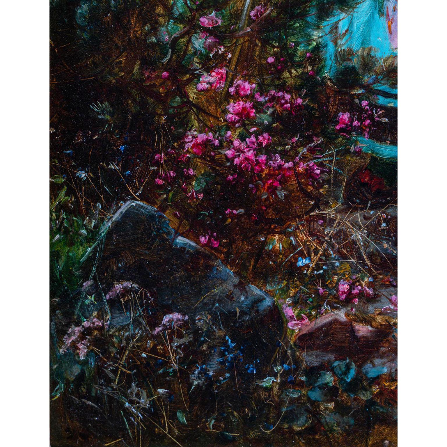 Hans Zatzka, sehr schönes Ölgemälde auf Leinwand, „Flowers of the Alps“ (Beaux Arts)