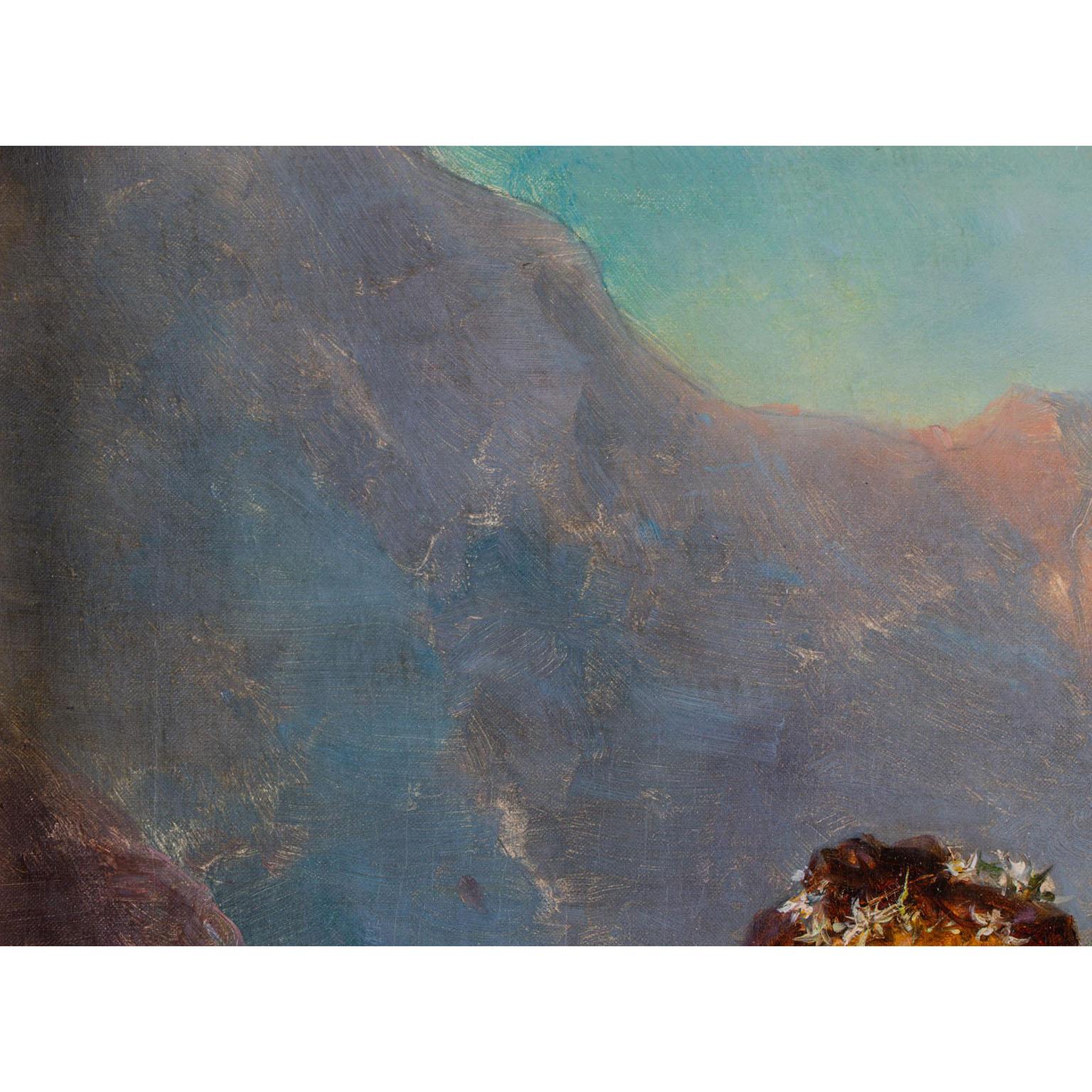 Hans Zatzka, sehr schönes Ölgemälde auf Leinwand, „Flowers of the Alps“ im Zustand „Gut“ in Los Angeles, CA