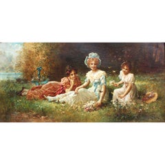 Hans Zatzka 'Austrian, 1859-1945' a Very Fine Oil on Canvas "Spring Beauties"