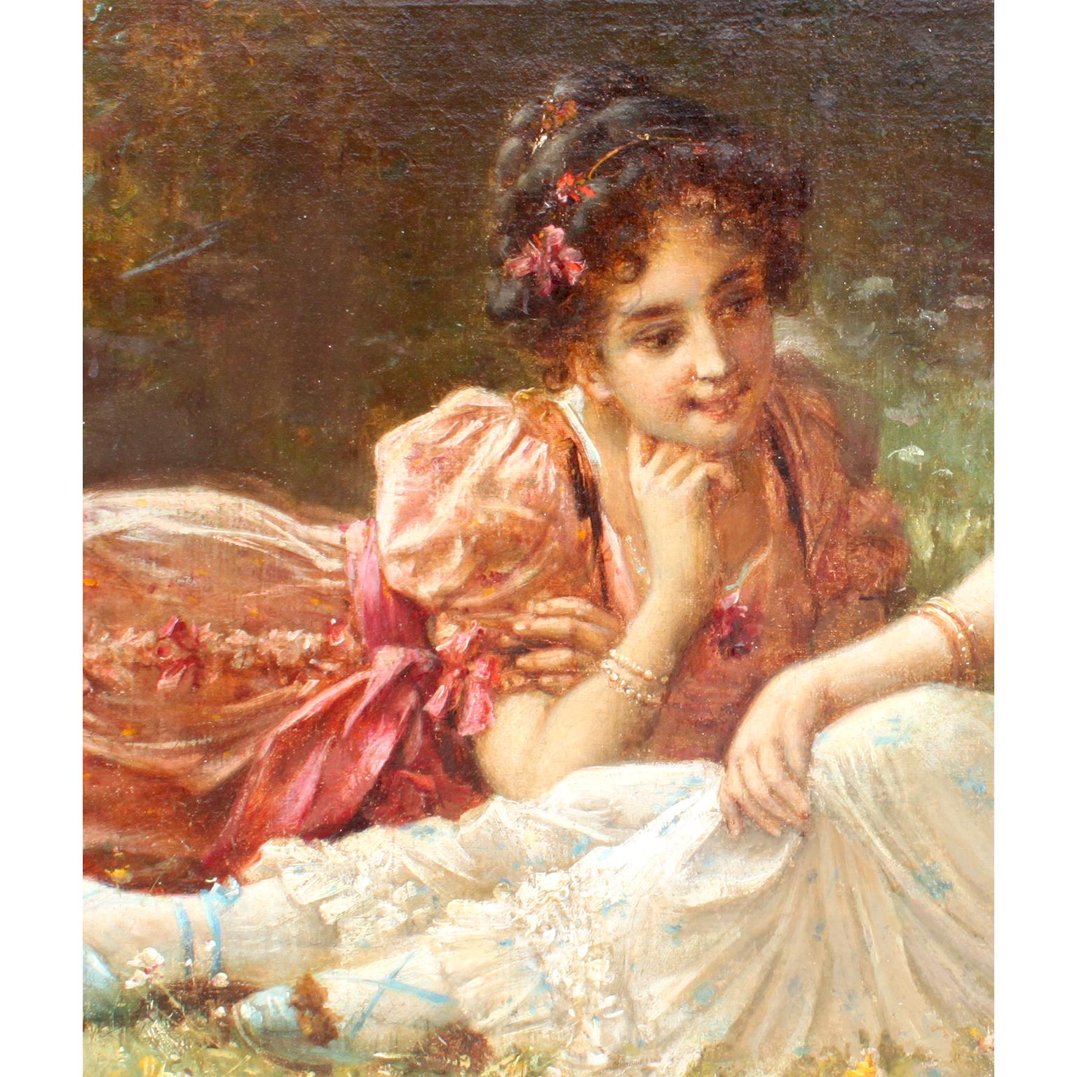Belle Époque Hans Zatzka 'Austrian, 1859-1945' a Very Fine Oil on Canvas 