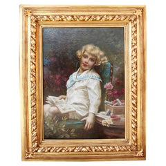 Hans Zatzka, Austrian (1859-1945) Oil on Canvas "Young Girl in a Sailor's Suit'