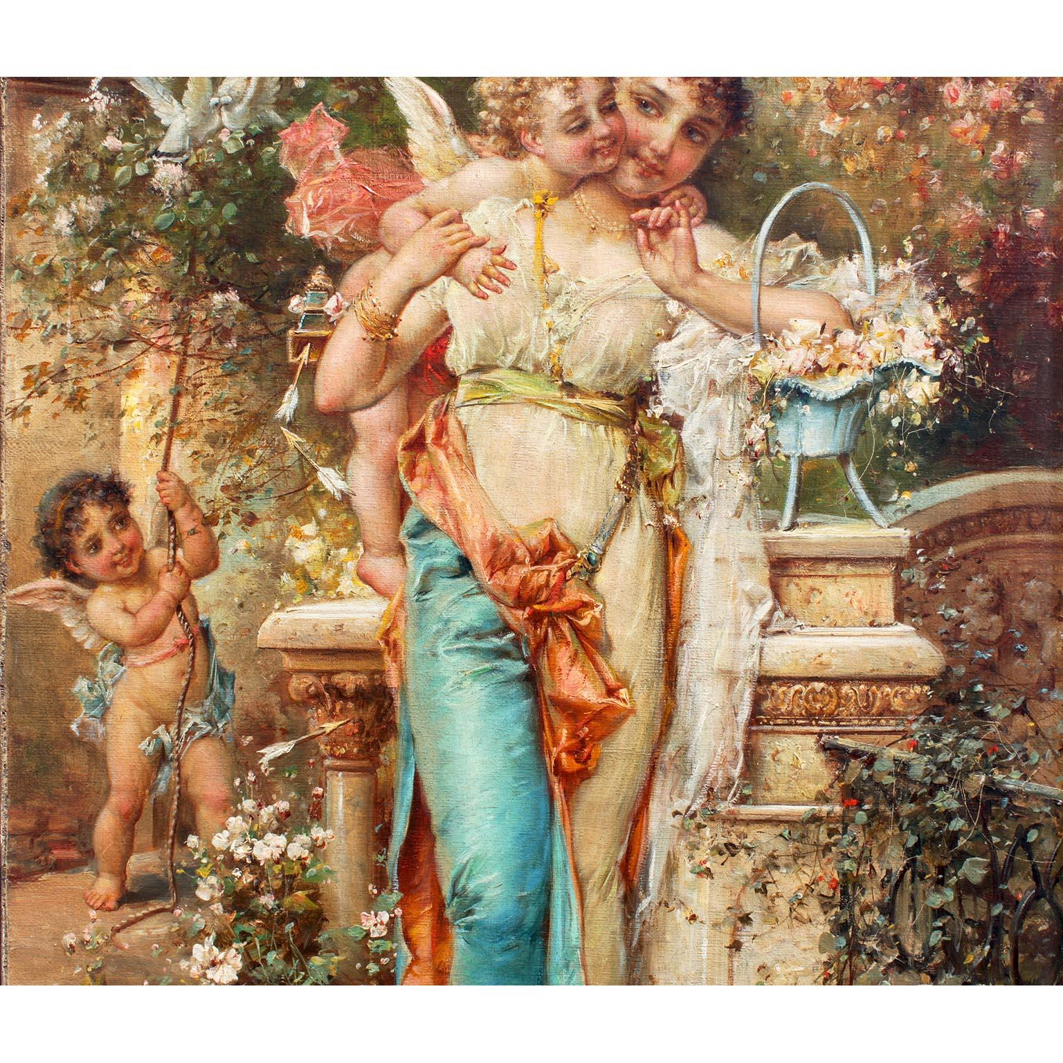 Carved Hans Zatzka, Austrian Oil on Canvas Titled 