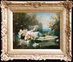 Wassernymphe - Öl:: nackte weibliche Figur in Landschaft von Hans Zatzka:: 19. Jahrhundert