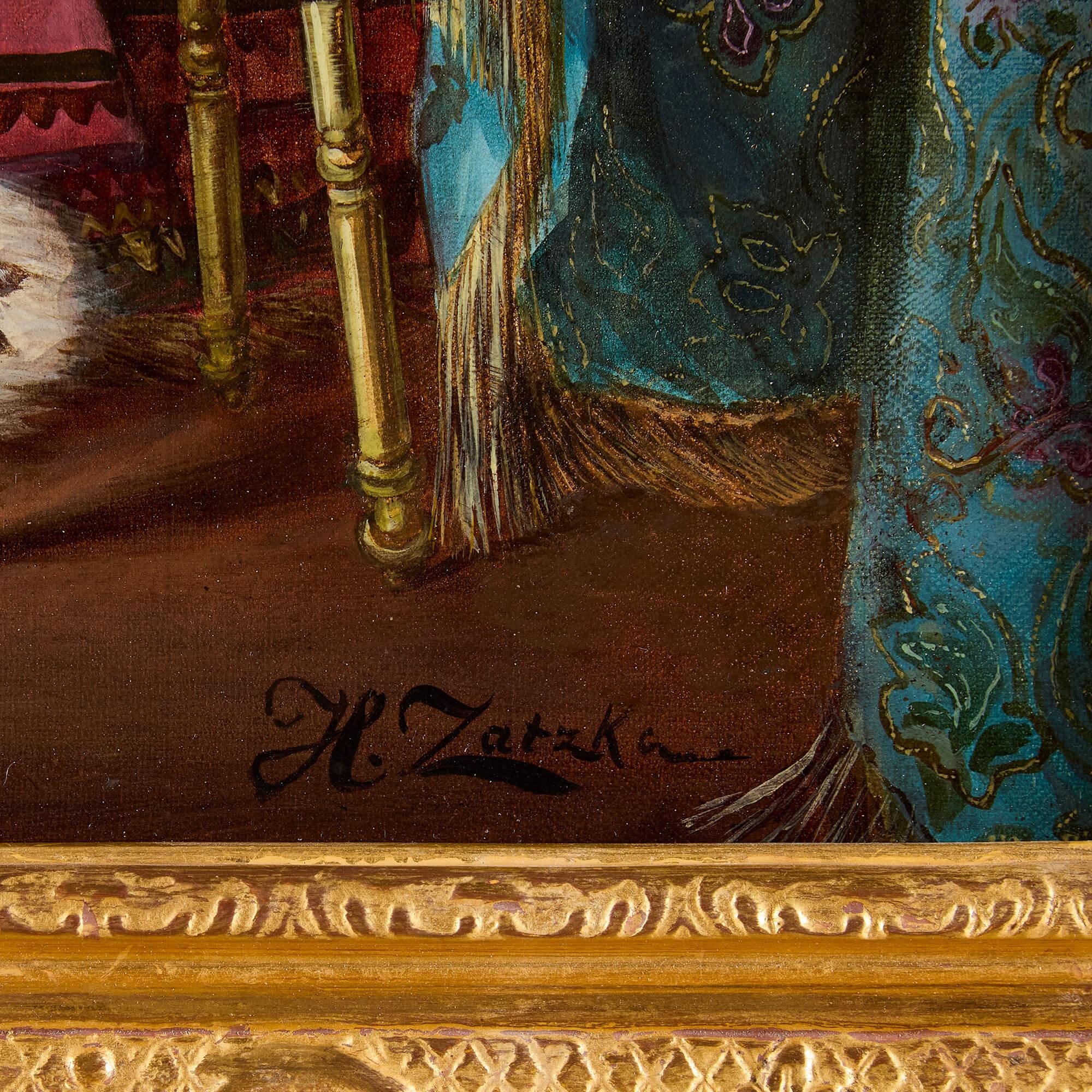 Pittura ad olio austriaca di un matrimonio da sogno di Zatzka in vendita 1