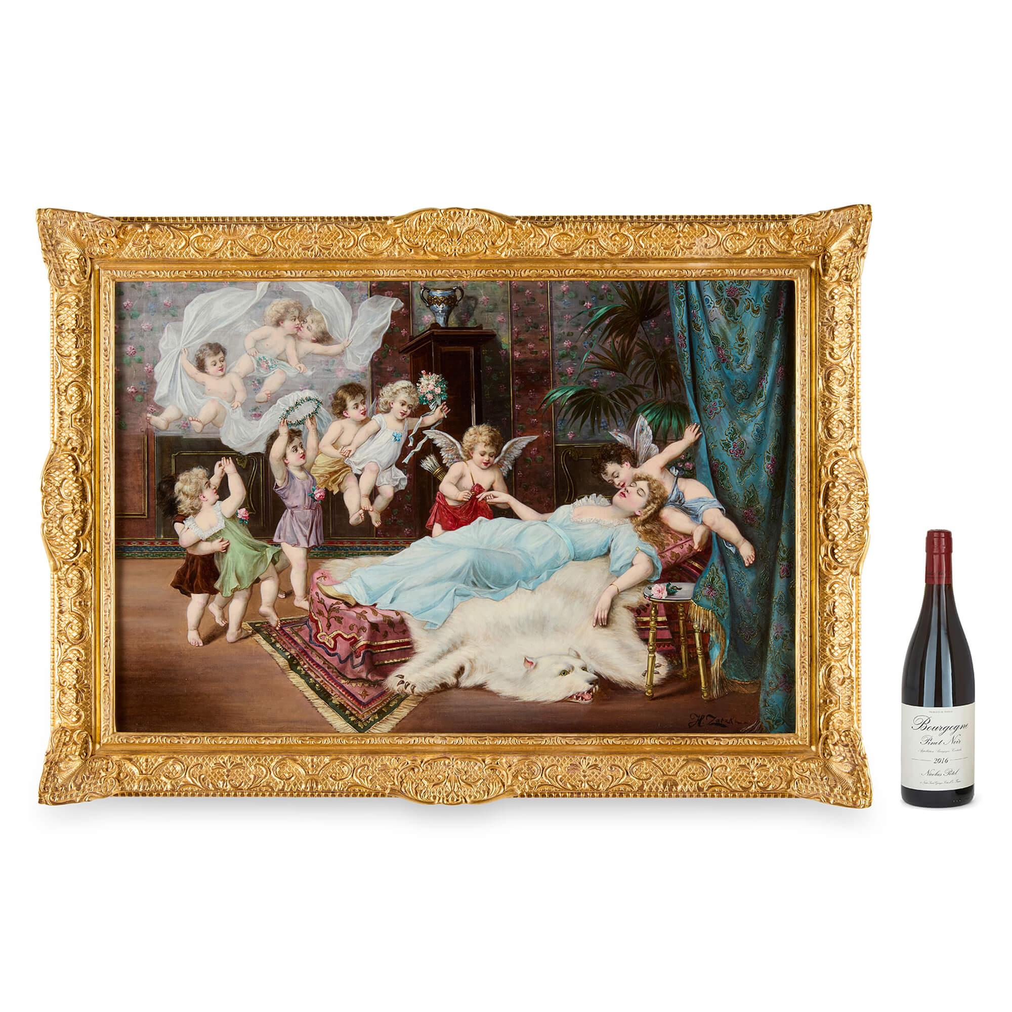 Pittura ad olio austriaca di un matrimonio da sogno di Zatzka in vendita 2