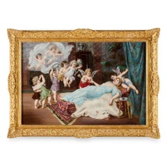 Antique Austrian Oil Painting of a Dream Wedding by Zatzka