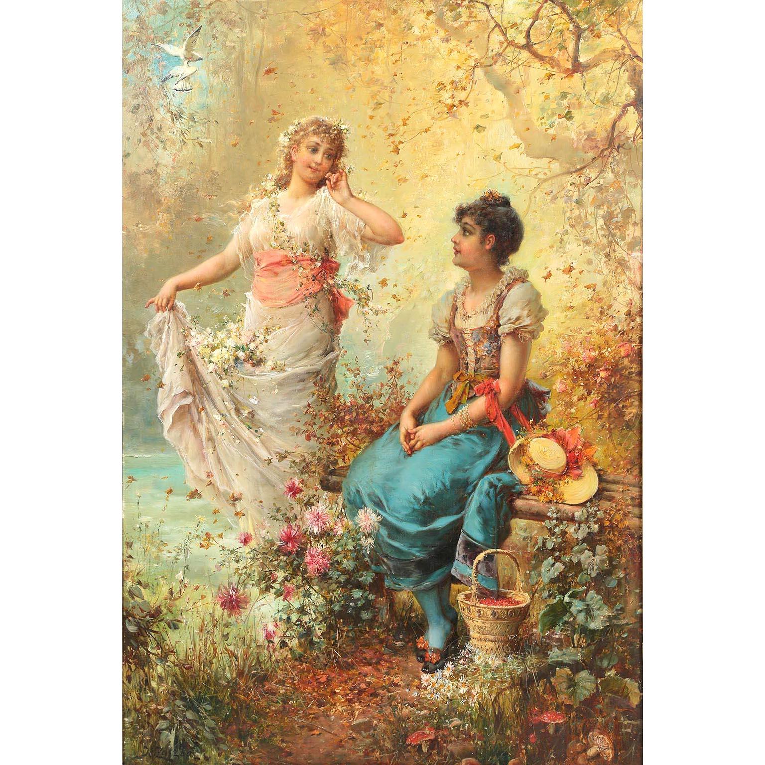 Hans Zatzka, Austriaco - Olio su tavola intitolato 