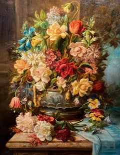Hans Zatzka  Pittura ad olio di natura morta floreale