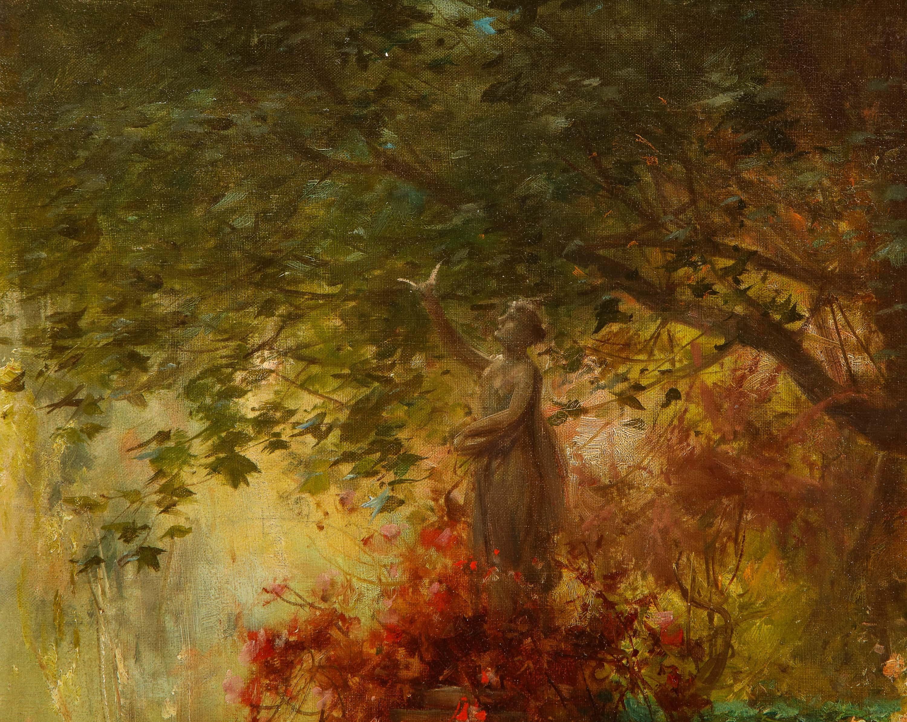 Peinture à l'huile sur toile « Two Ladies In A Garden » (Deux femmes dans un jardin) de Hans Zatzka 10