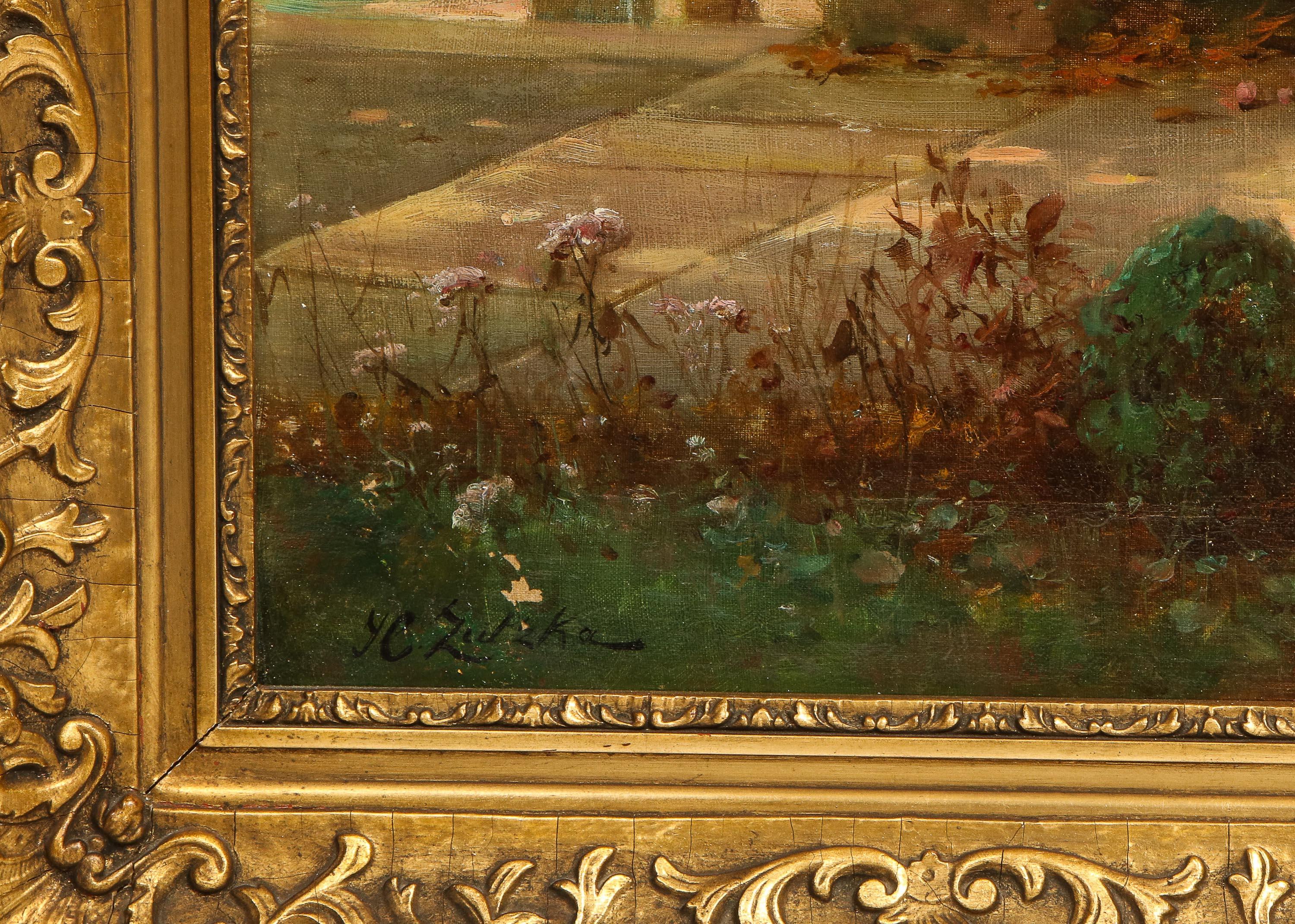 Peinture à l'huile sur toile « Two Ladies In A Garden » (Deux femmes dans un jardin) de Hans Zatzka 12