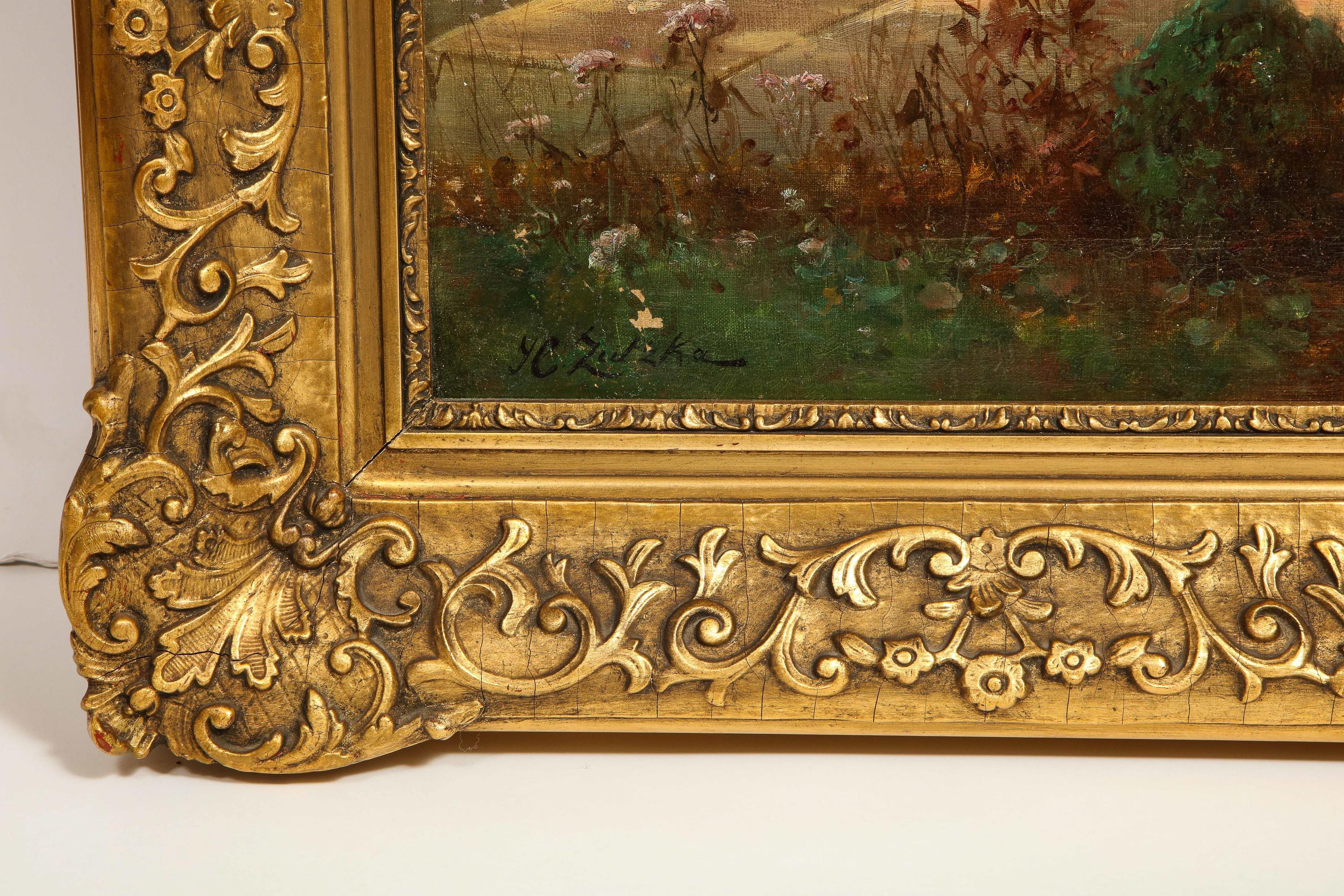 Peinture à l'huile sur toile « Two Ladies In A Garden » (Deux femmes dans un jardin) de Hans Zatzka 3
