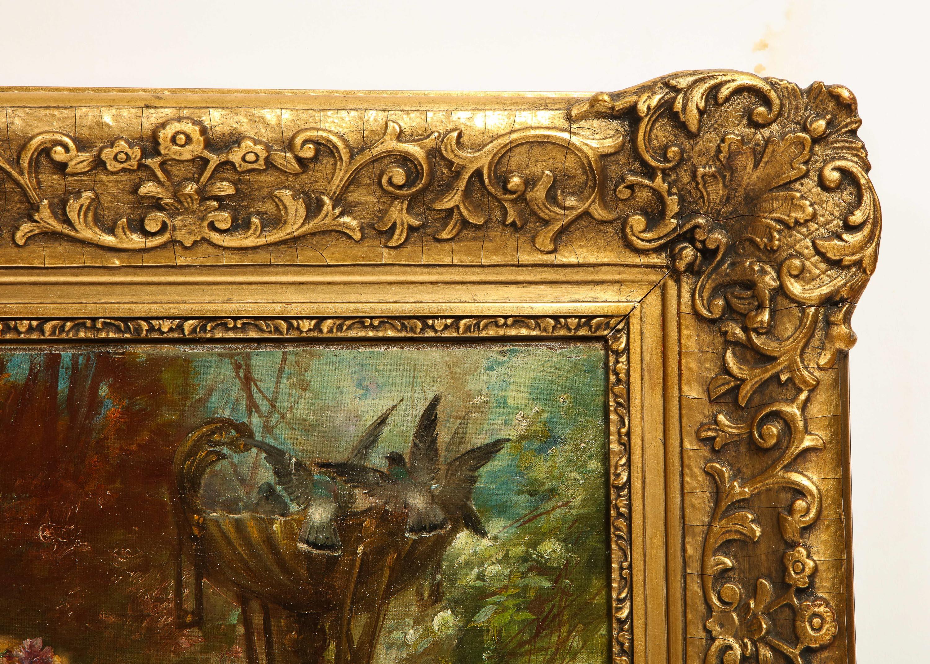 Peinture à l'huile sur toile « Two Ladies In A Garden » (Deux femmes dans un jardin) de Hans Zatzka 7