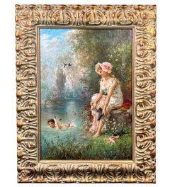 Hans Zatzka   dal bordo del fiume An  Pittura a olio