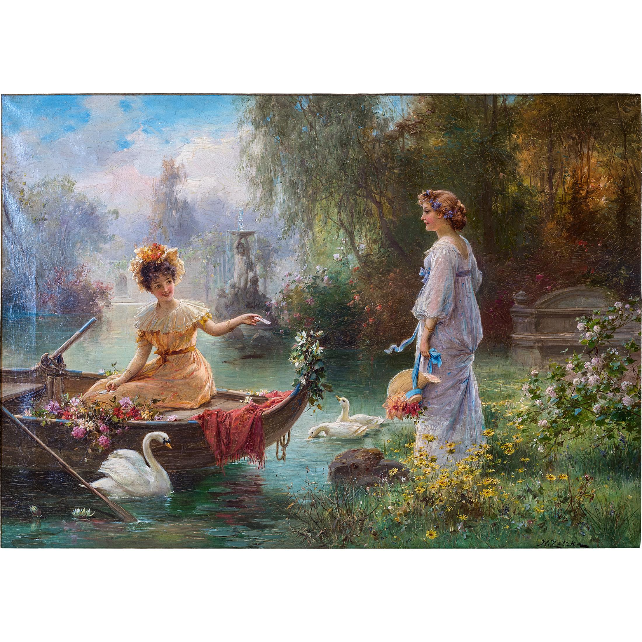 Mail from Across the Pond - Painting by Hans Zatzka