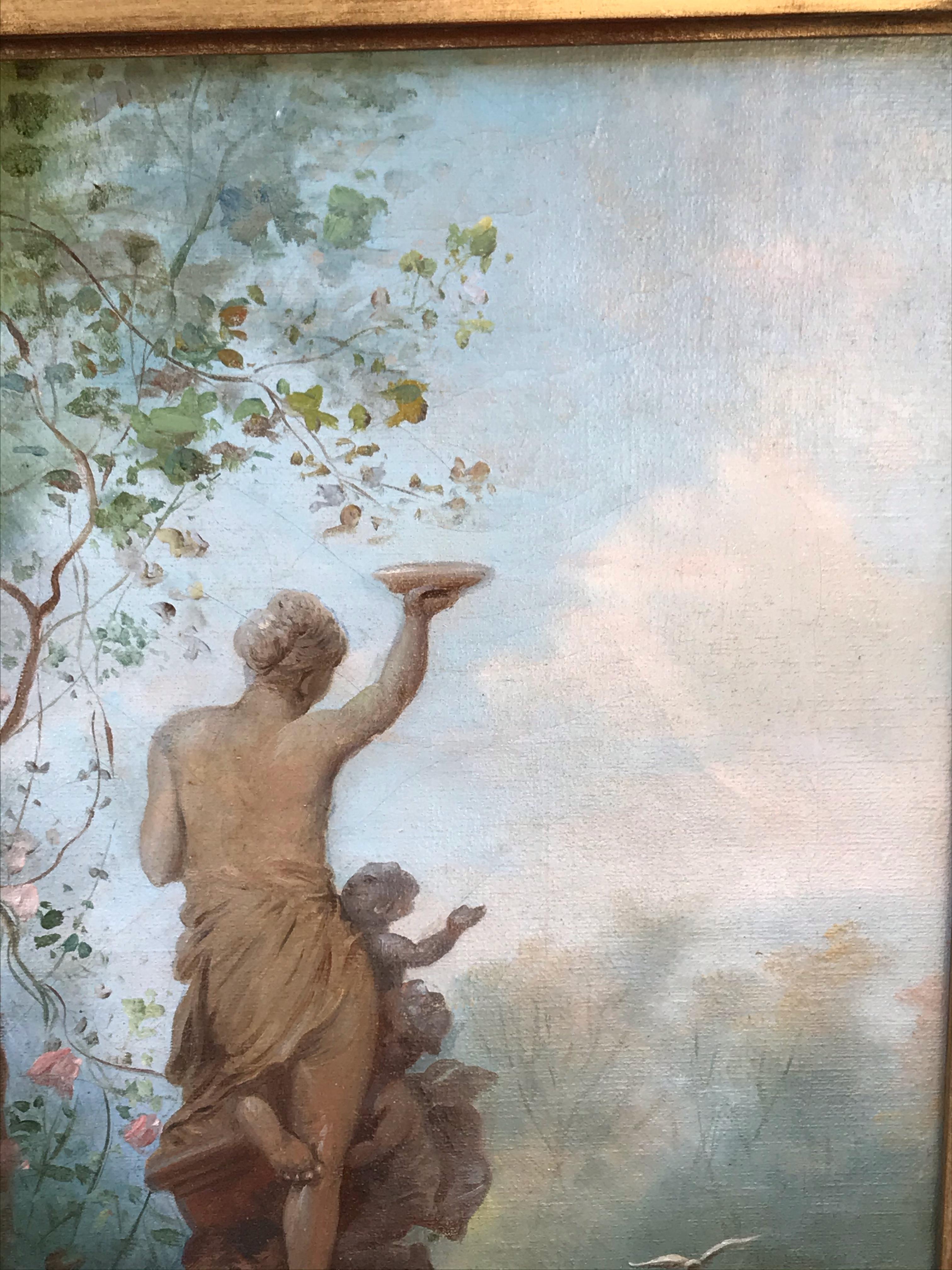 Giovane donna e Cupido nel parco in vendita 10