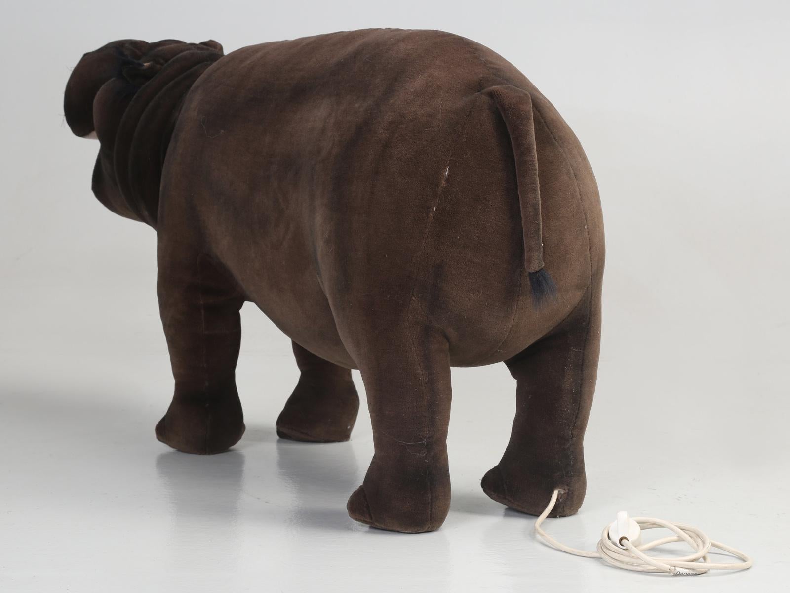 Acrylic Hansa Mechanical Huge Stuffed Hippopotamus Almost 4 Feet Long For Sale