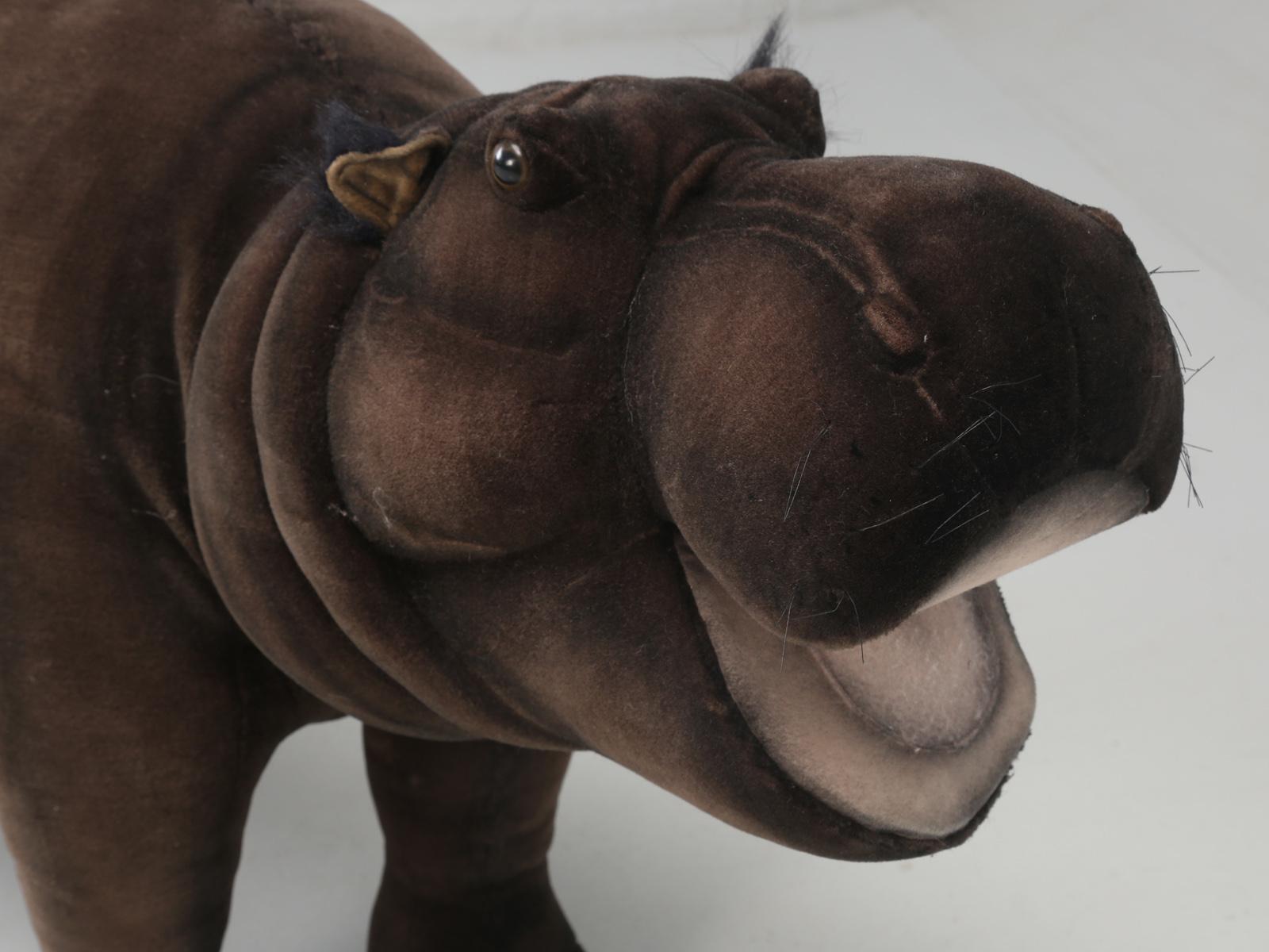 Hansa plush mechanical Stuffed Hippopotamus

Hansa was created in 1972 by German-born Hans Axthelm. Each and every Hansa stuffed Hippopotamus animal, is hand sewn using the inside-out method, in order to avoid visible seams. Each animal's face, is