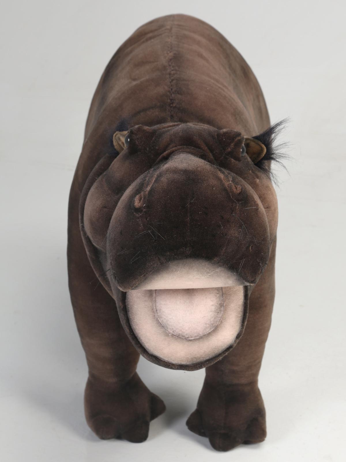 Hand-Crafted Hansa Mechanical Huge Stuffed Hippopotamus Almost 4 Feet Long For Sale