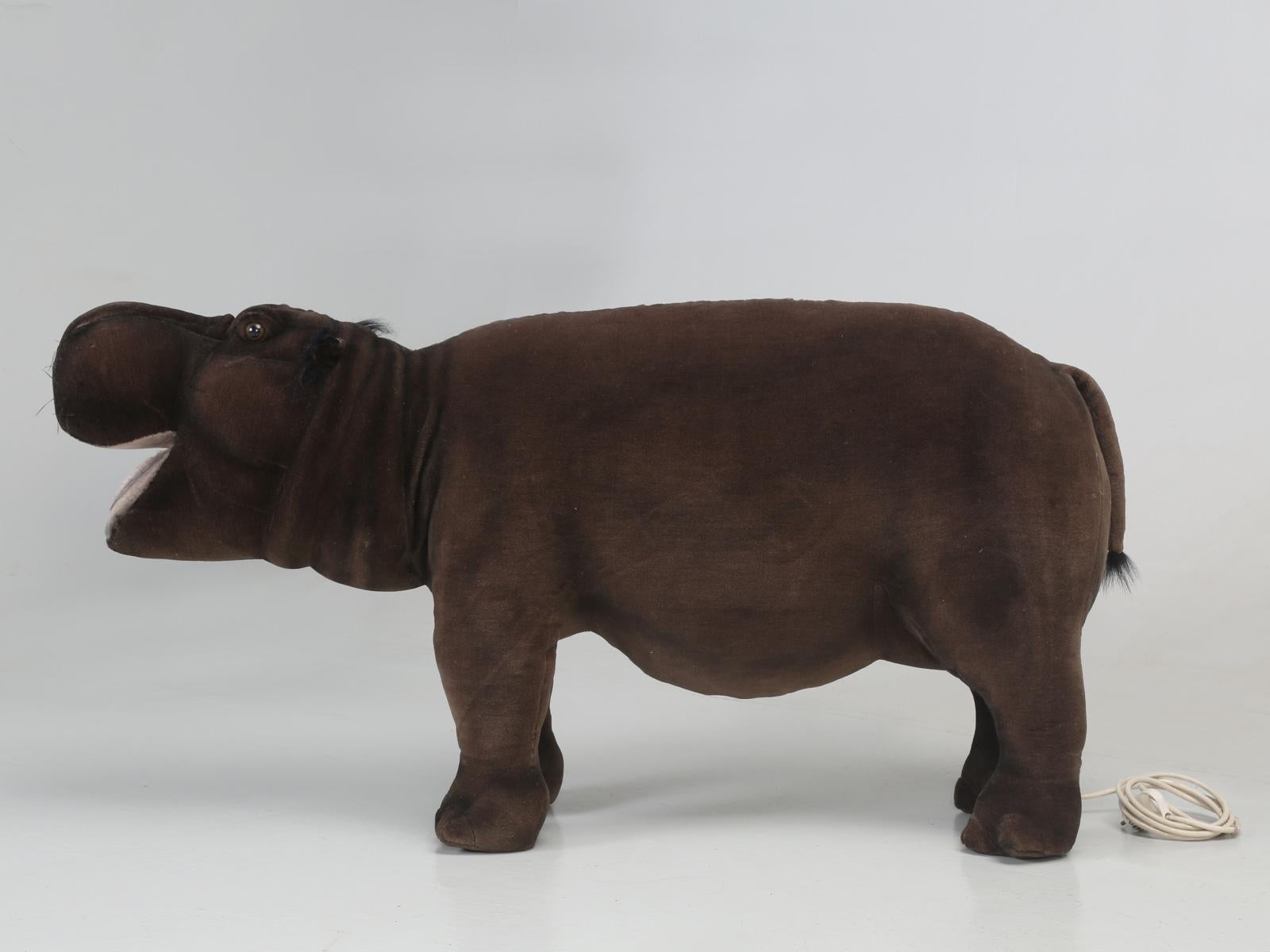 Hansa Mechanical Huge Stuffed Hippopotamus Almost 4 Feet Long In Good Condition For Sale In Chicago, IL