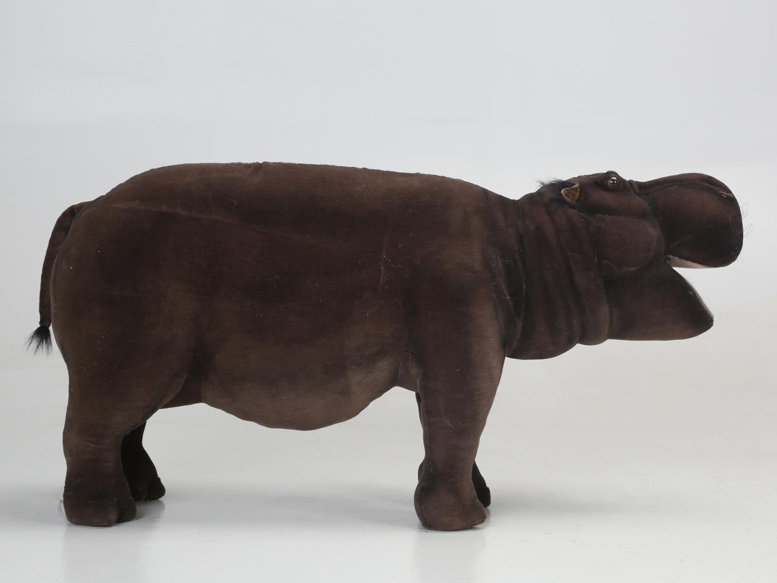 Late 20th Century Hansa Mechanical Huge Stuffed Hippopotamus Almost 4 Feet Long For Sale