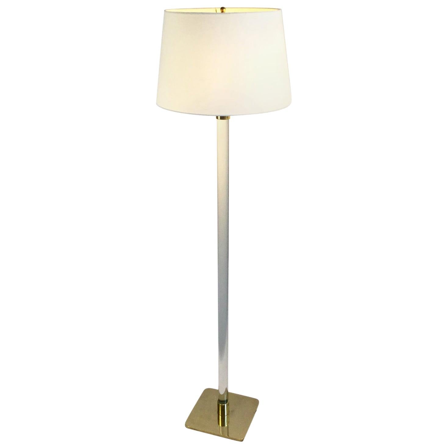 1970s Hansen Brass and Glass Floor Lamp by Hansen Lighting Company New York