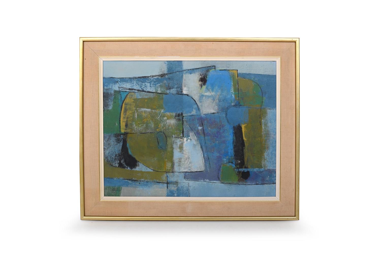 Danish artist Børge Herman Hansen. Abstract oilpainting 1960s. Title: 