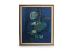 HANSEN, Børge Herman Oilpainting "Blå Ikon" 1969