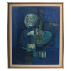 HANSEN, Børge Herman Oilpainting "Blå Ikon" 1969