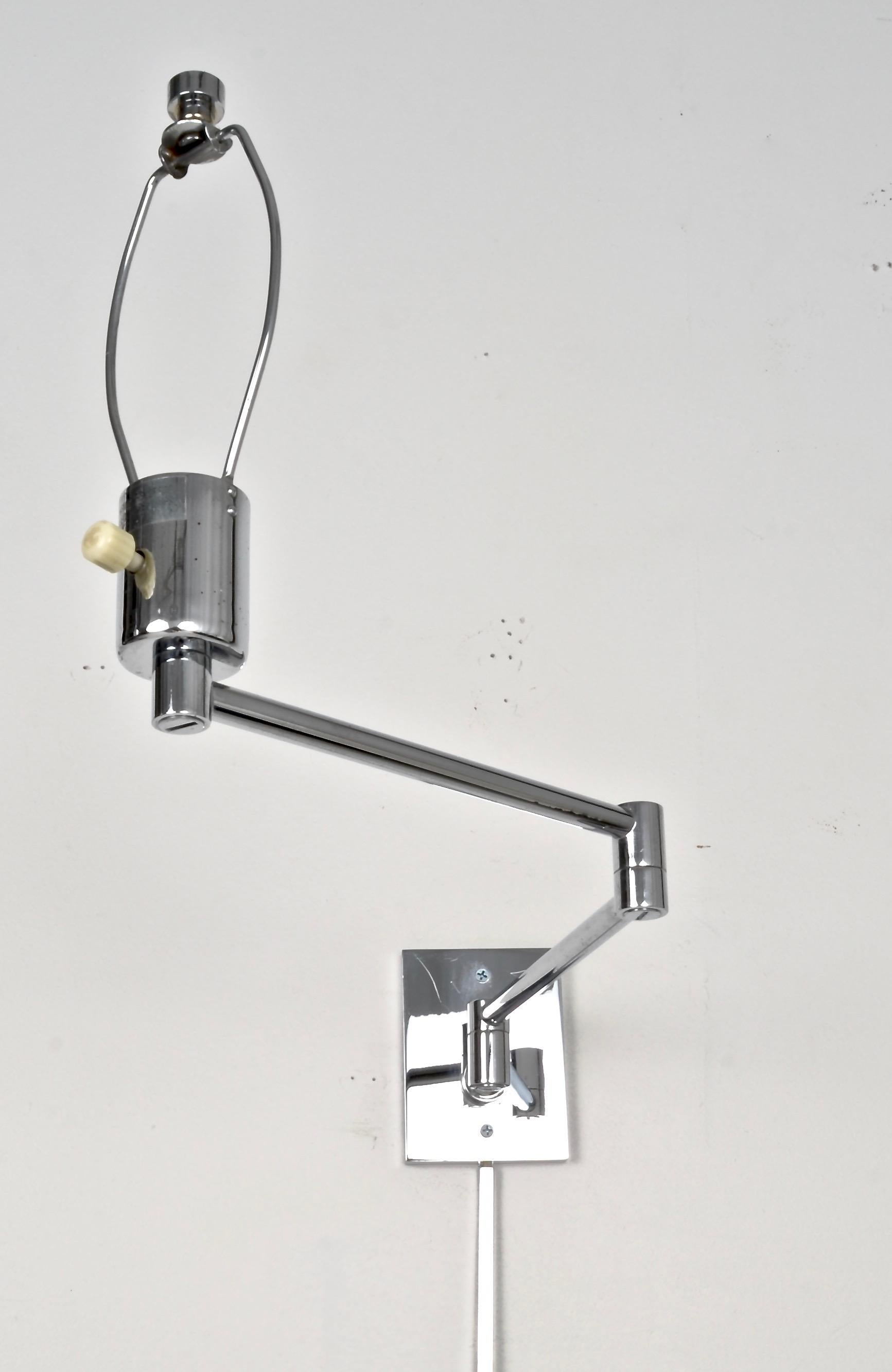 Mid-Century Modern Hansen Chrome Swing Arm Sconces, 1970s