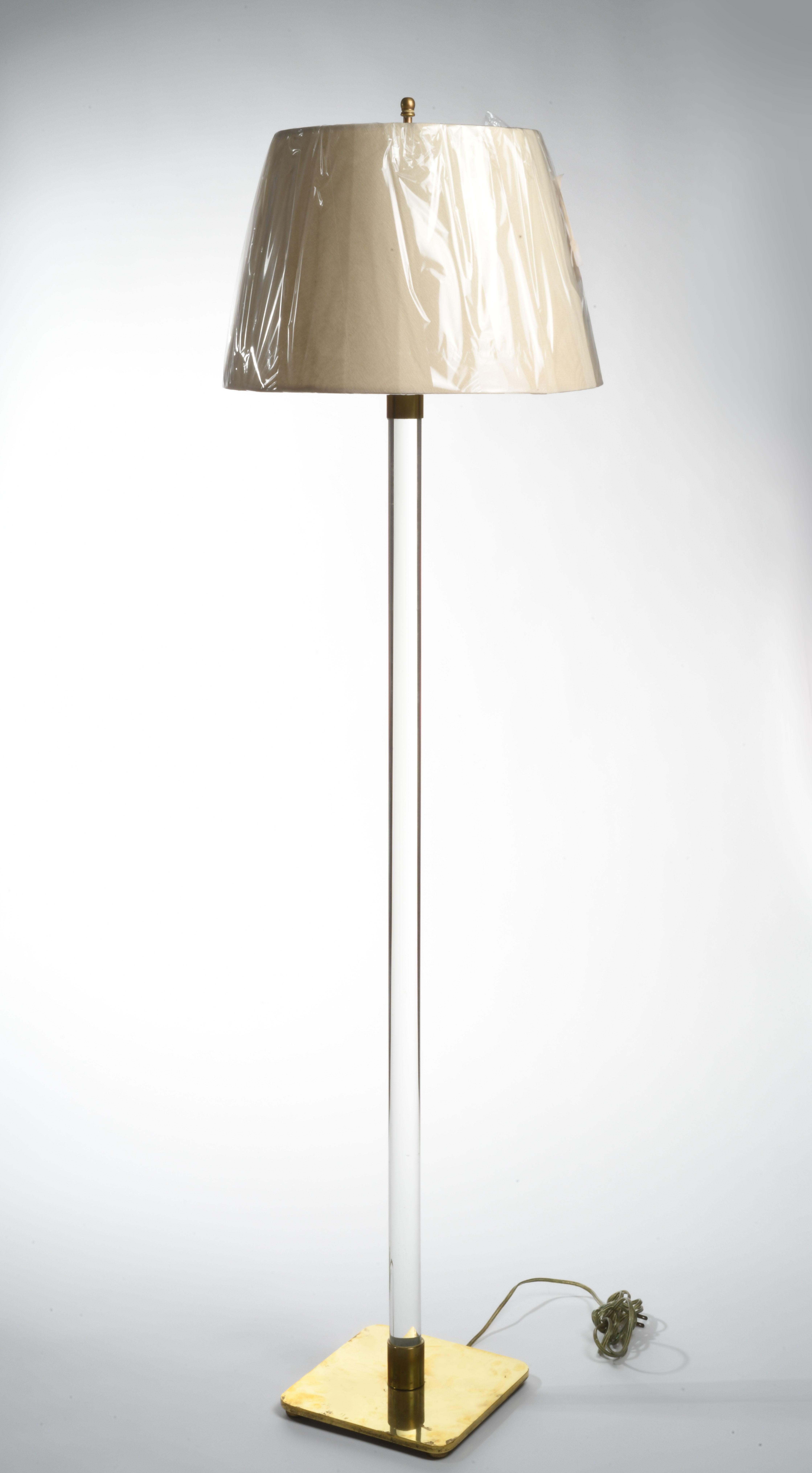 Mid-Century Modern Hansen Glass and Brass Floor Lamp