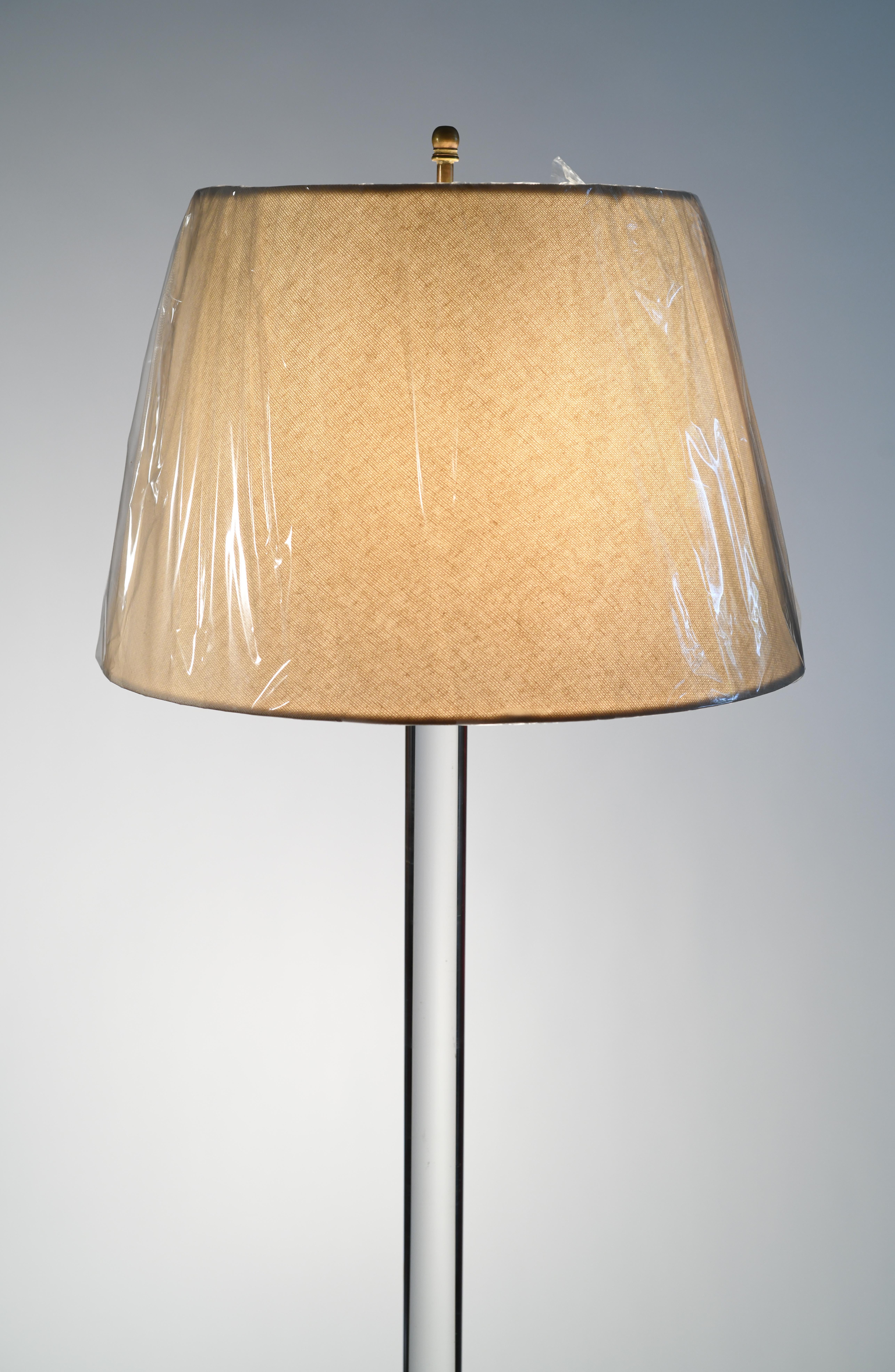 Late 20th Century Hansen Glass and Brass Floor Lamp