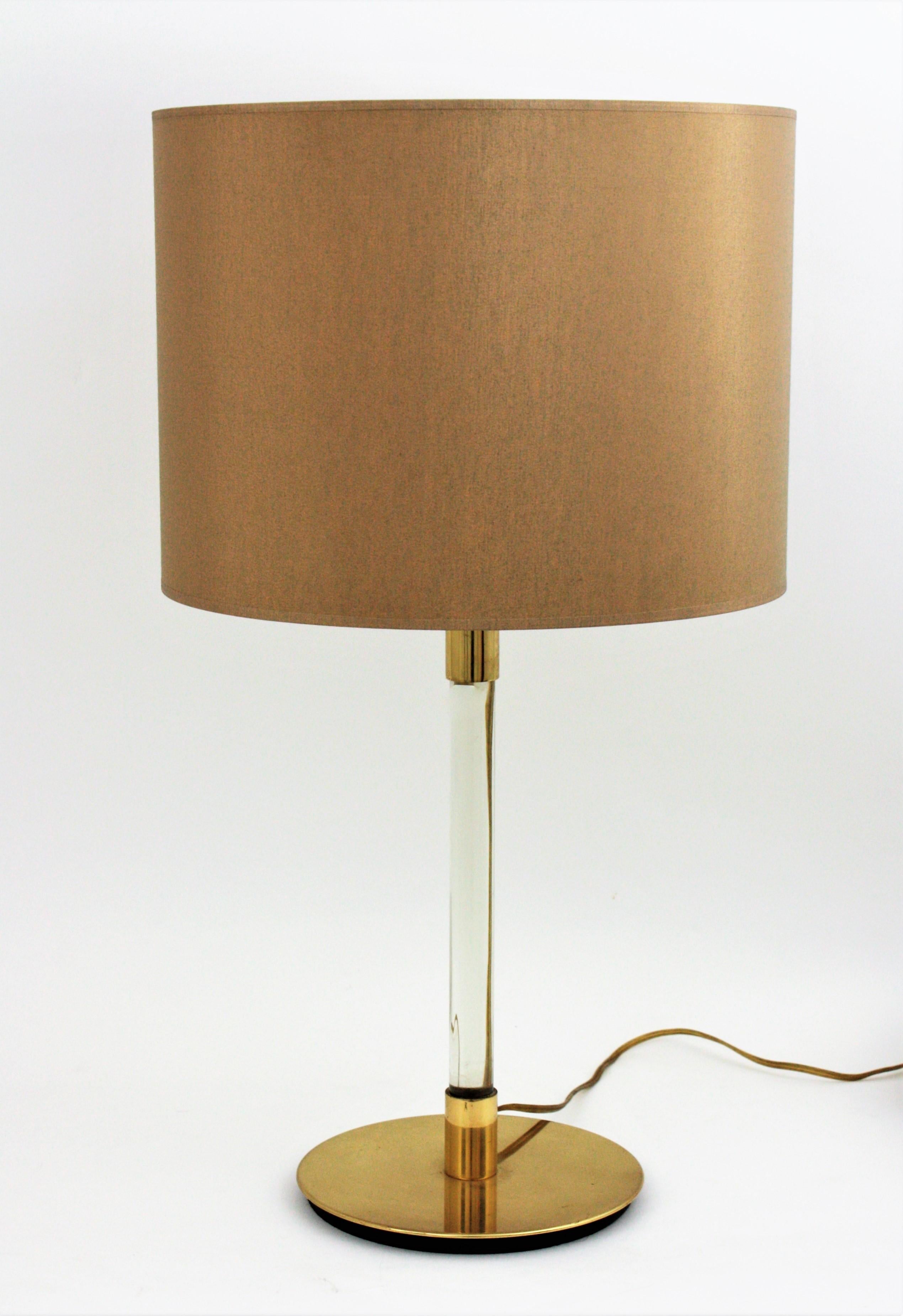 Spanish Hansen Glass and Brass Table Lamp For Sale