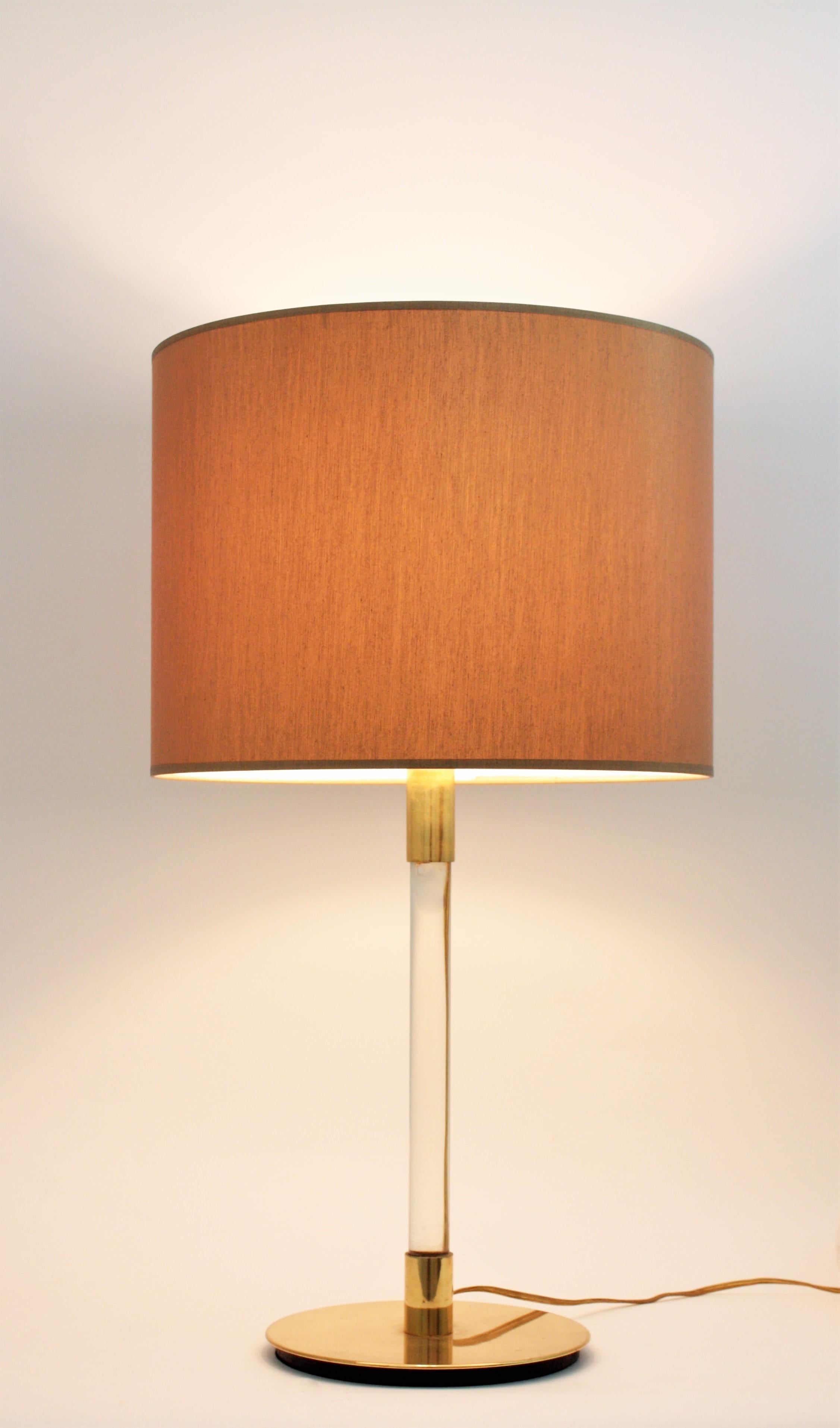 Hansen Glass and Brass Table Lamp For Sale 1