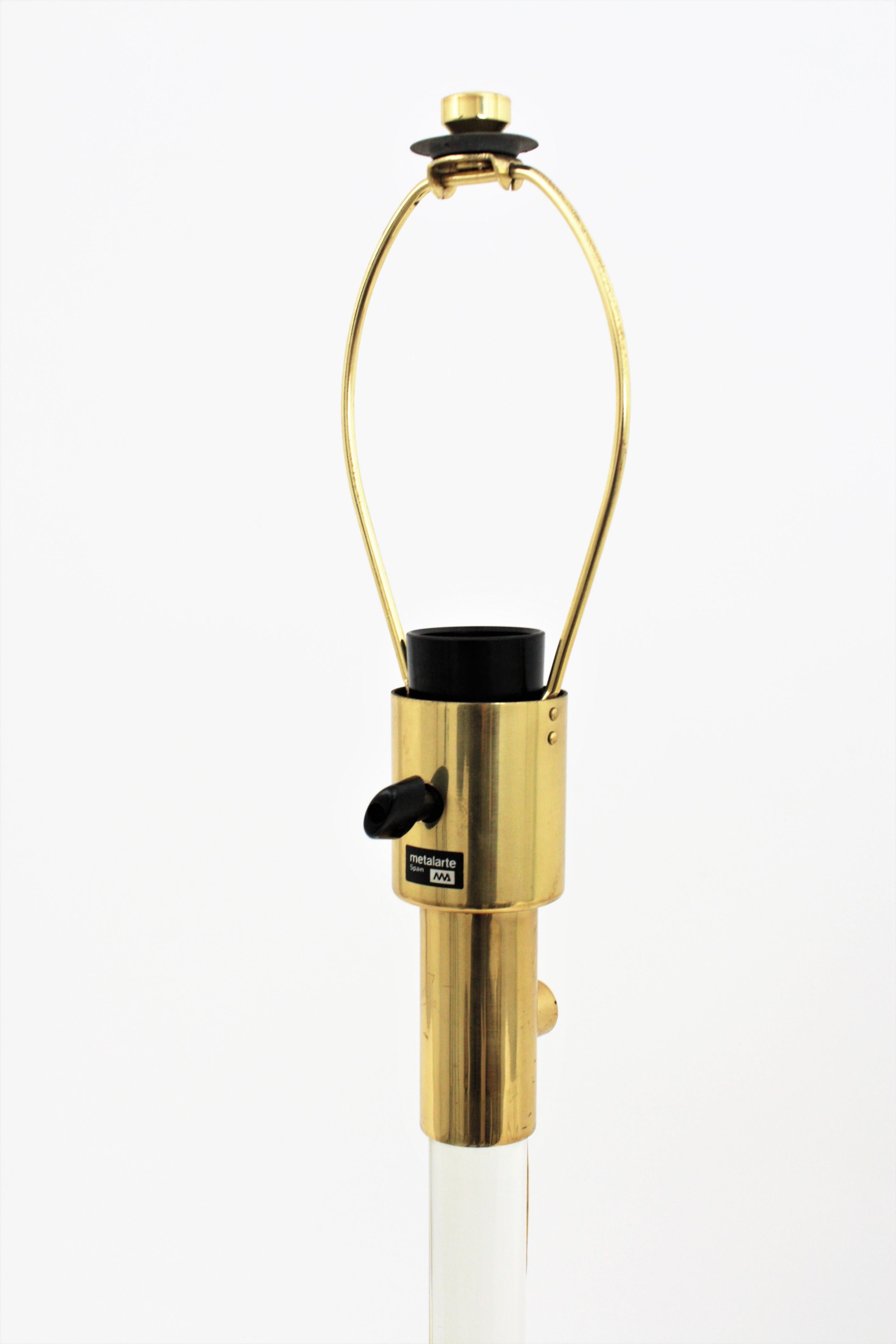 Hansen Glass and Brass Table Lamp For Sale 2