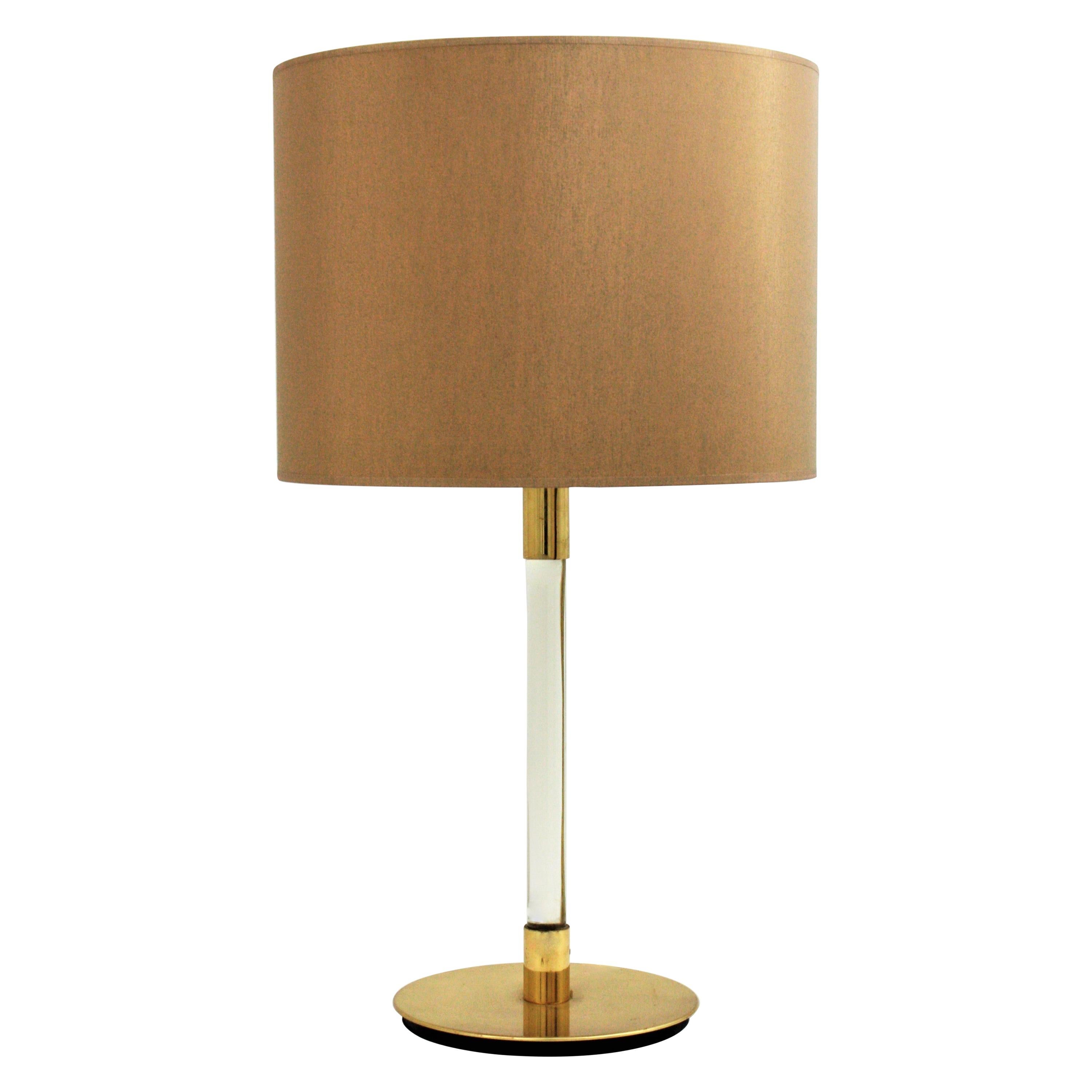 Hansen Glass and Brass Table Lamp For Sale