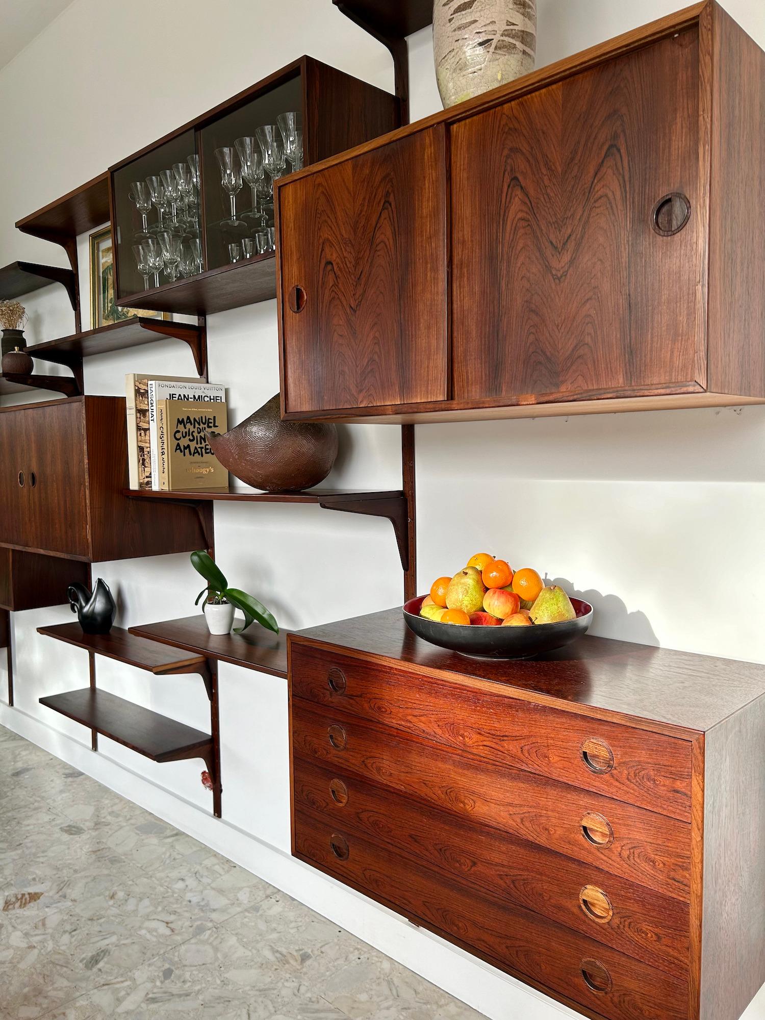 Hansen & Guldborg Mobler wall bookcase in teak Denmark 1960 9