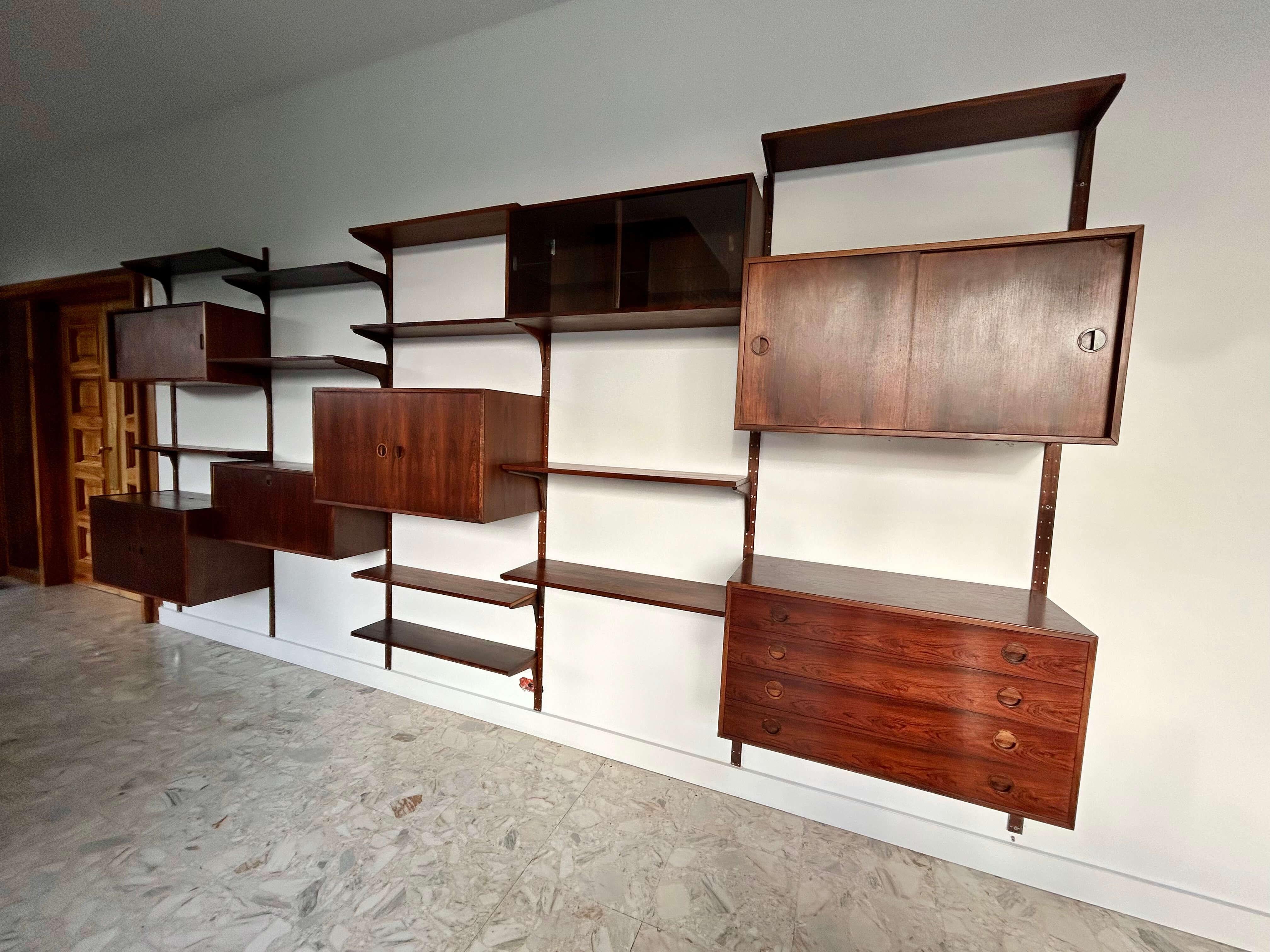 Danish Hansen & Guldborg Mobler wall bookcase in teak Denmark 1960
