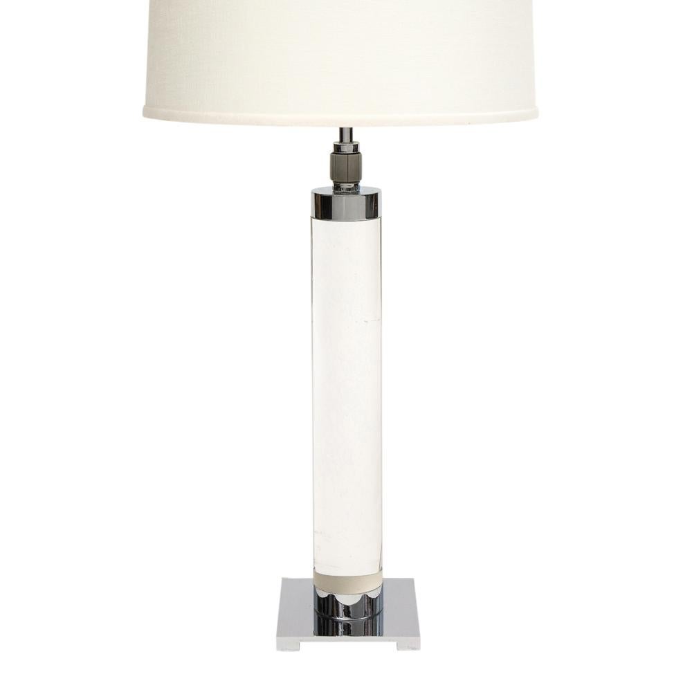 American Hansen Lamp, Acrylic, Nickel Chrome, Signed