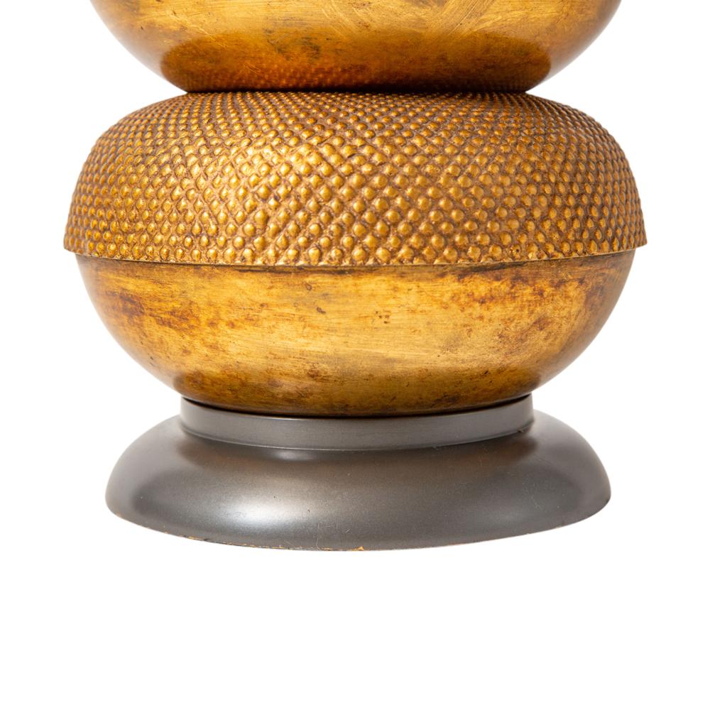 Hansen Lamp, Textured Gilt Metal and Painted Wood For Sale 1