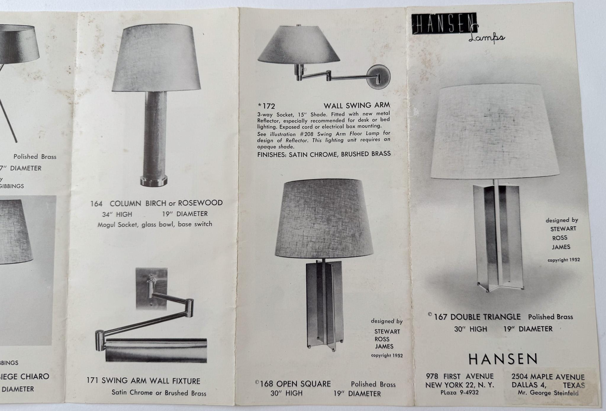 Hansen Lamps Brochure, 1952 In Good Condition For Sale In New York, NY