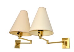 Hansen Lamps Retractable Brass & Metal Sconces Metalarte Spain Wall Lights Pair