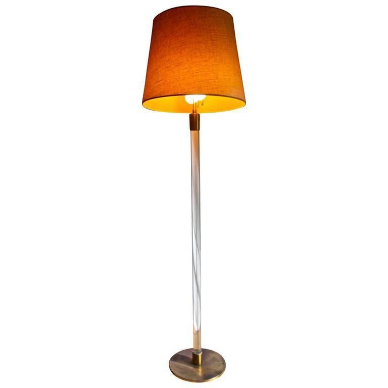 Hansen Lighting Glass Rod and Brass Floor Lamp For Sale