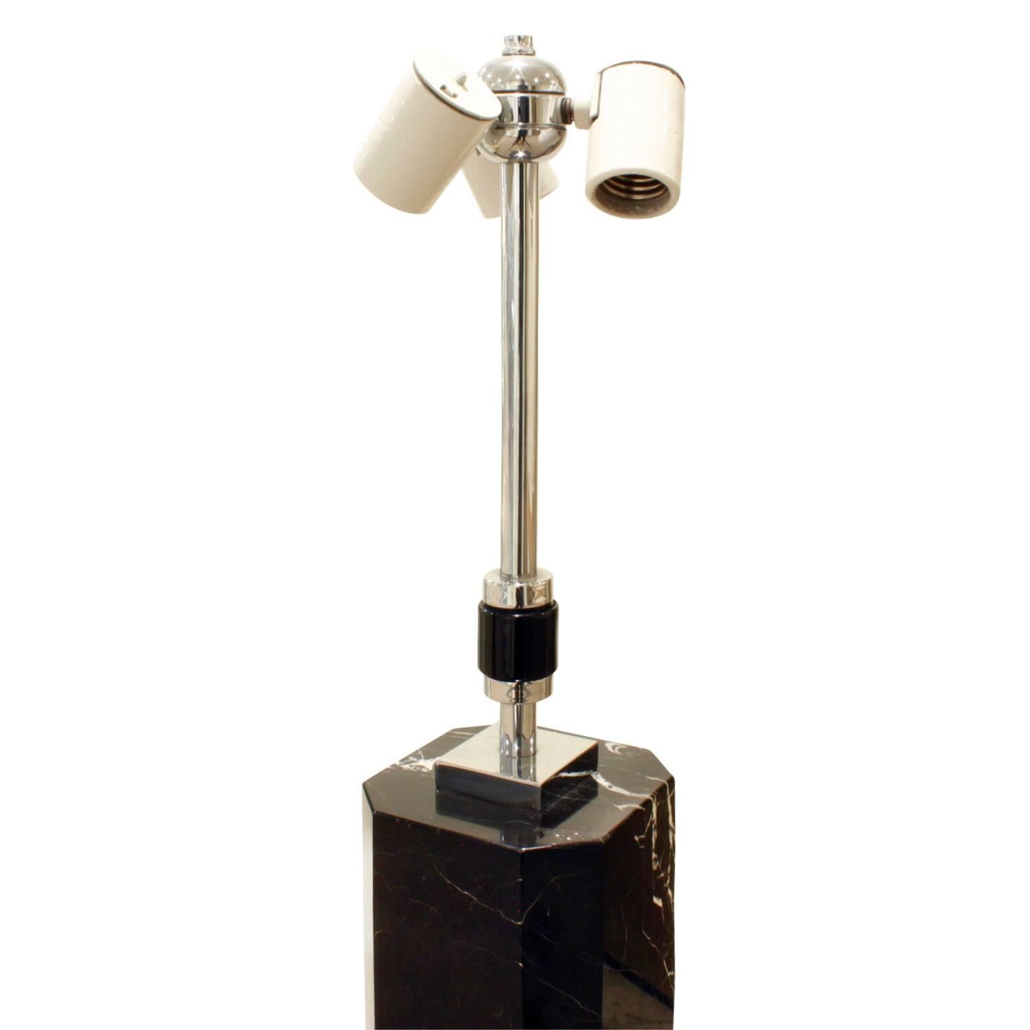 American Hansen Lighting Table Lamp in Black Marble, 1960s