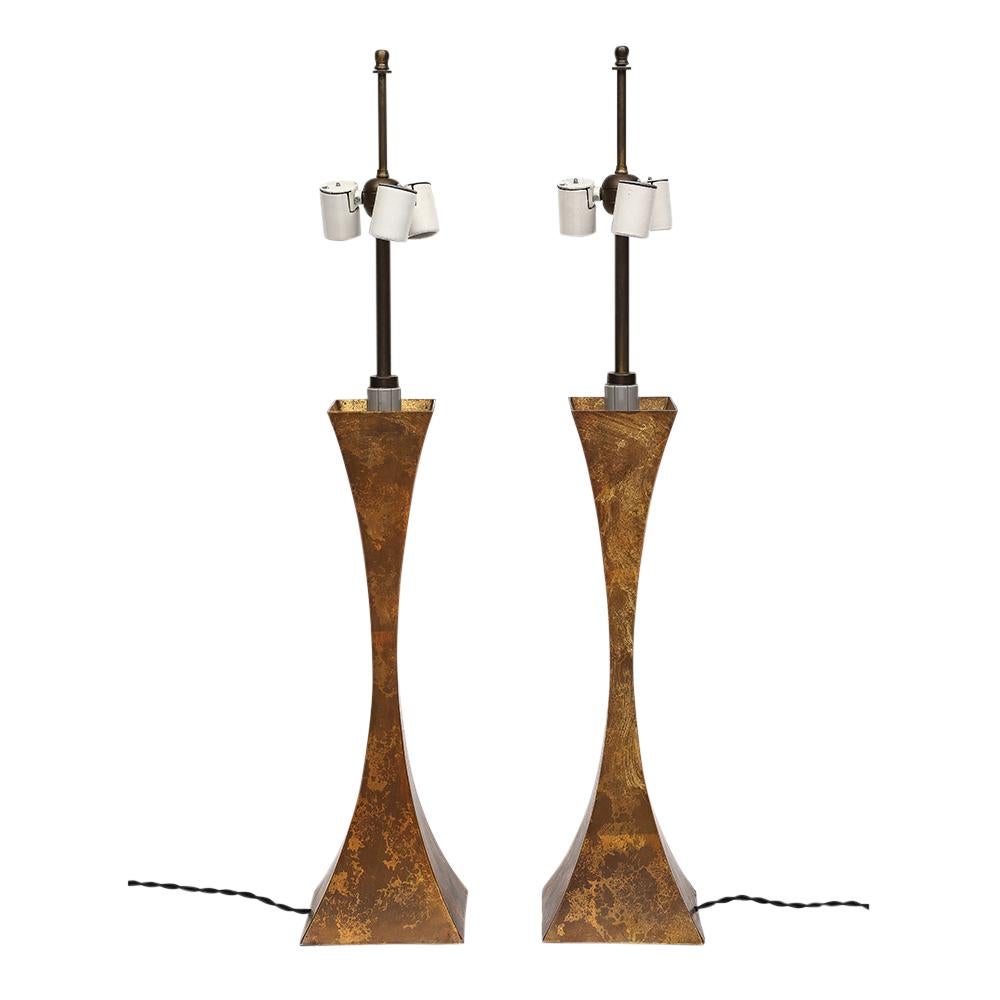 Hansen New York Gilt Metal Table Lamps For Sale 10