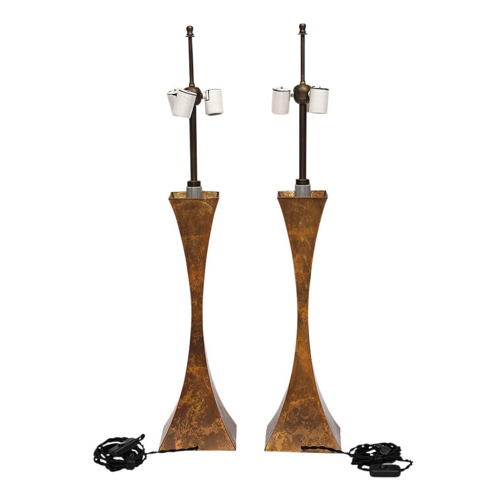 Hansen New York Gilt Metal Table Lamps For Sale 11