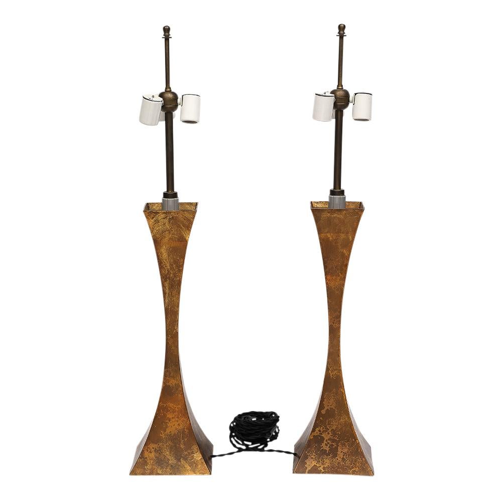 Hansen New York Gilt Metal Table Lamps For Sale 12