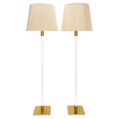 Hansen Pair Of Floor Lamps in Brass with Glass Rods 1960s 'Signed'