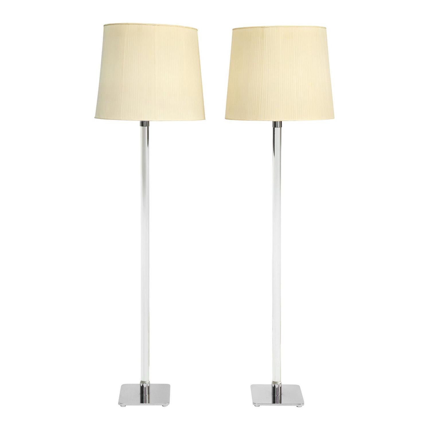 Hansen Pair of Special Order Glass Rod Floor Lamps 1960s 'Signed'