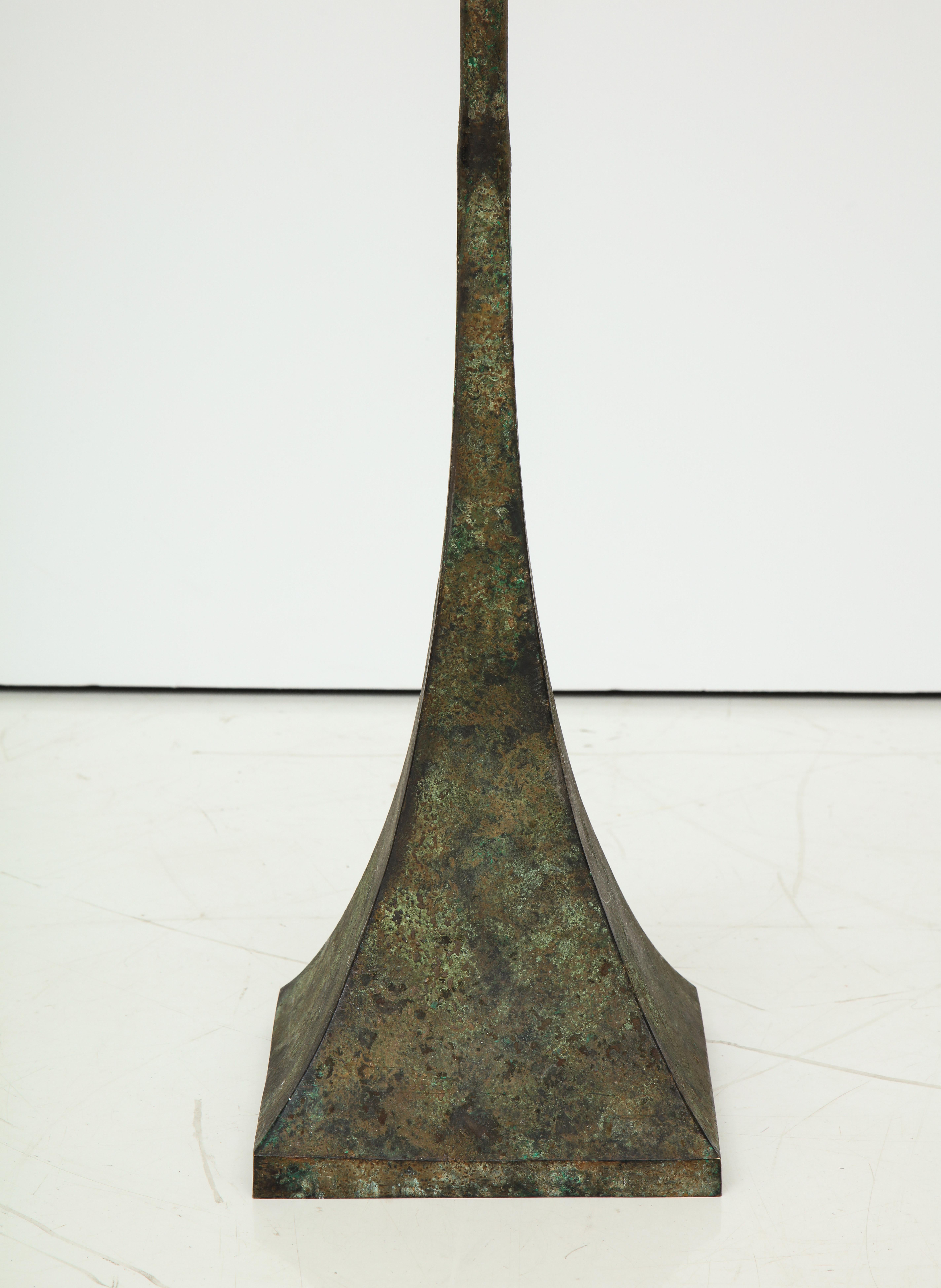French Hansen Patinated Bronze Floor Lamp by S. R. James, France, 1950s